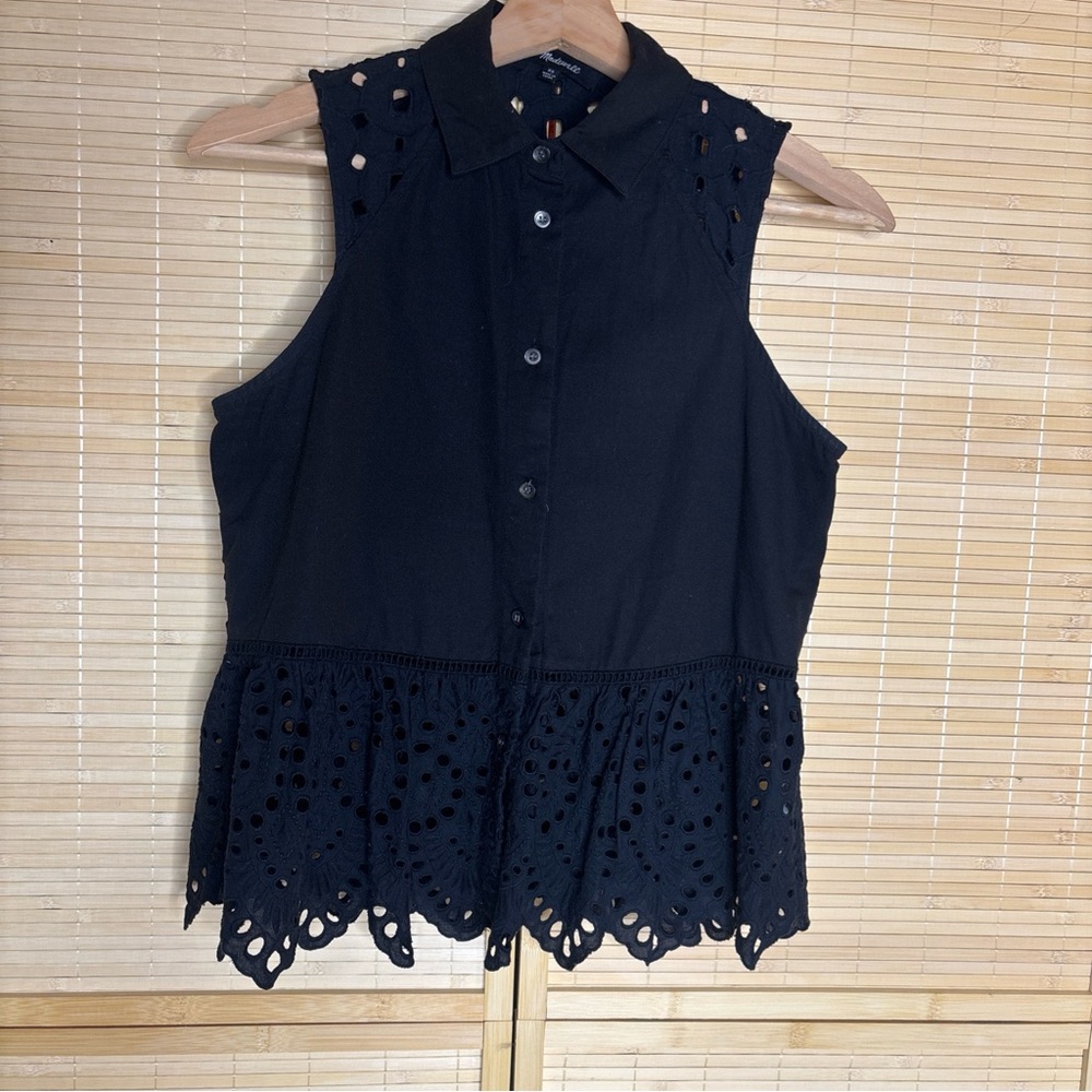 Madewell Black Eyelet Sleeveless Blouse